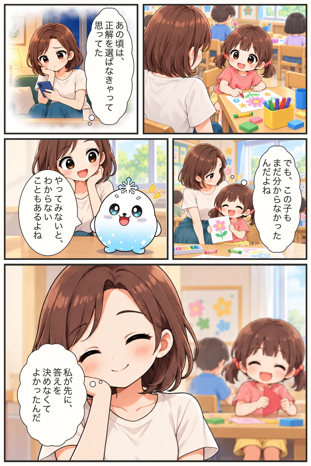 母親が、最初から正解を選ばなくても、体験することで子どもの好きが見つかると実感する漫画